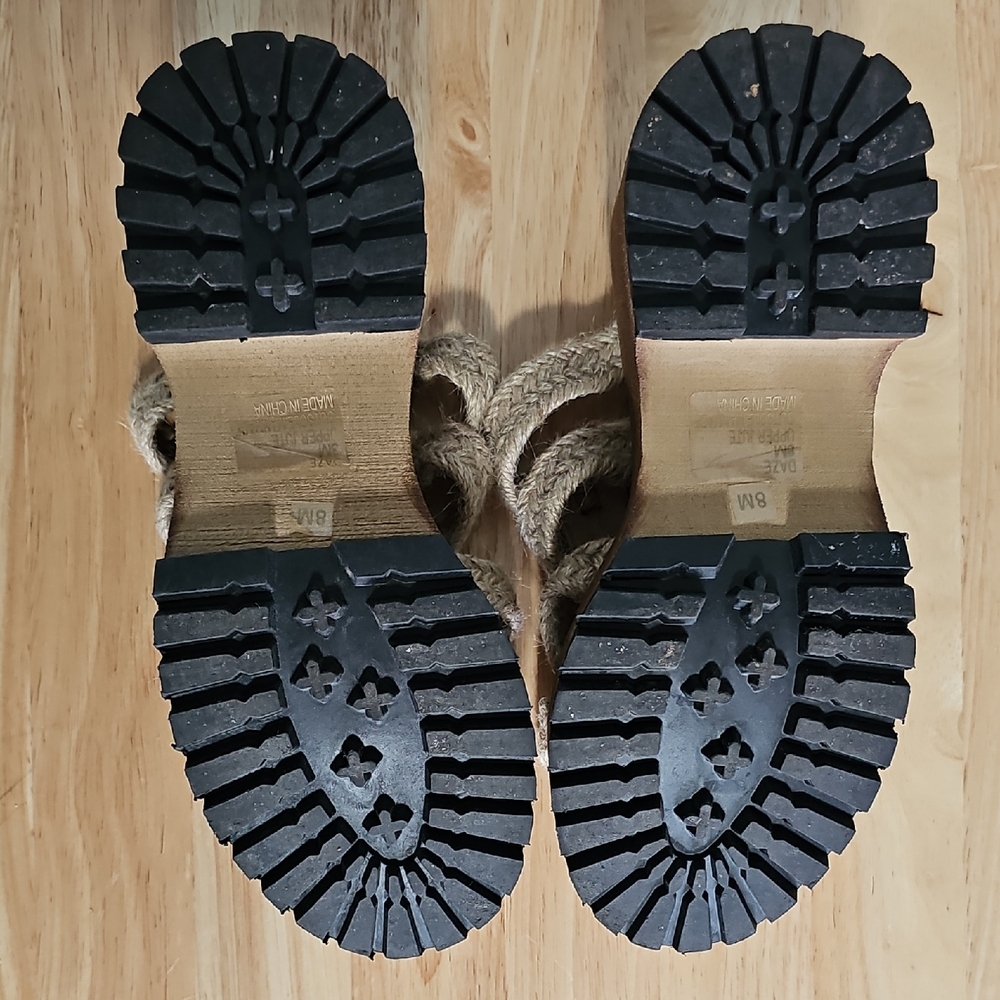 Braided Strap Platform Slide Sandals in Beige - Picture 6 of 7